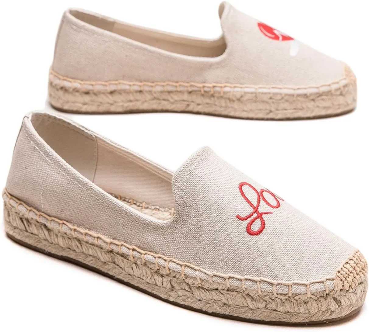 Espadrilles Loafers for Women - Comfort Round-Toe Women's Espadrille Simple Embroidered Espadrille Easy to Wear Suitable for Match T-Shirts,Dress,Jeans