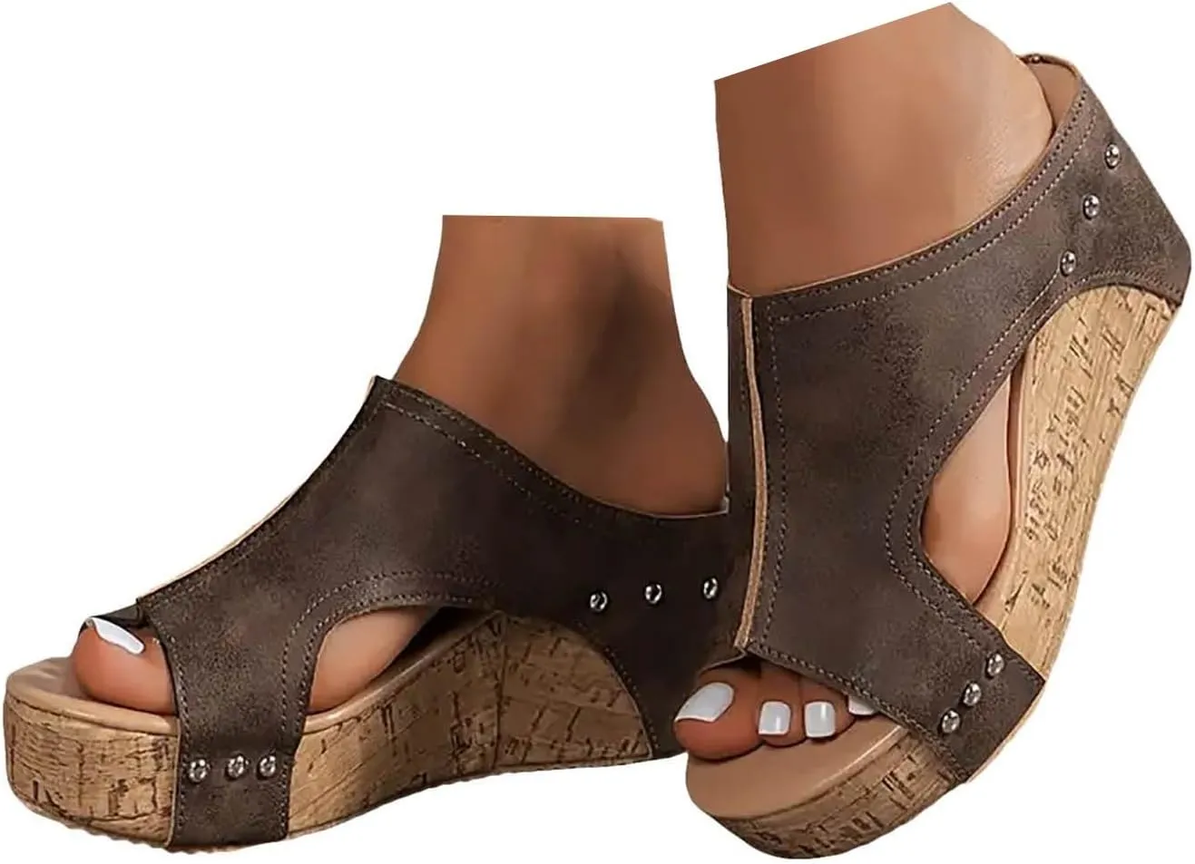 Espadrilles Platform Slides for Women Casual Summer Slide Platform Sandals, Slip On Wedge Sandals Open Toe Espadrilles Slides Dressy High Heel Beach Sandal Comfortable Wedges Shoe Mules, 9.5