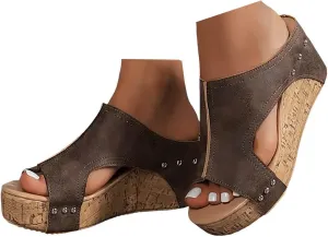 Espadrilles Platform Slides for Women Casual Summer Slide Platform Sandals, Slip On Wedge Sandals Open Toe Espadrilles Slides Dressy High Heel Beach Sandal Comfortable Wedges Shoe Mules, 9.5
