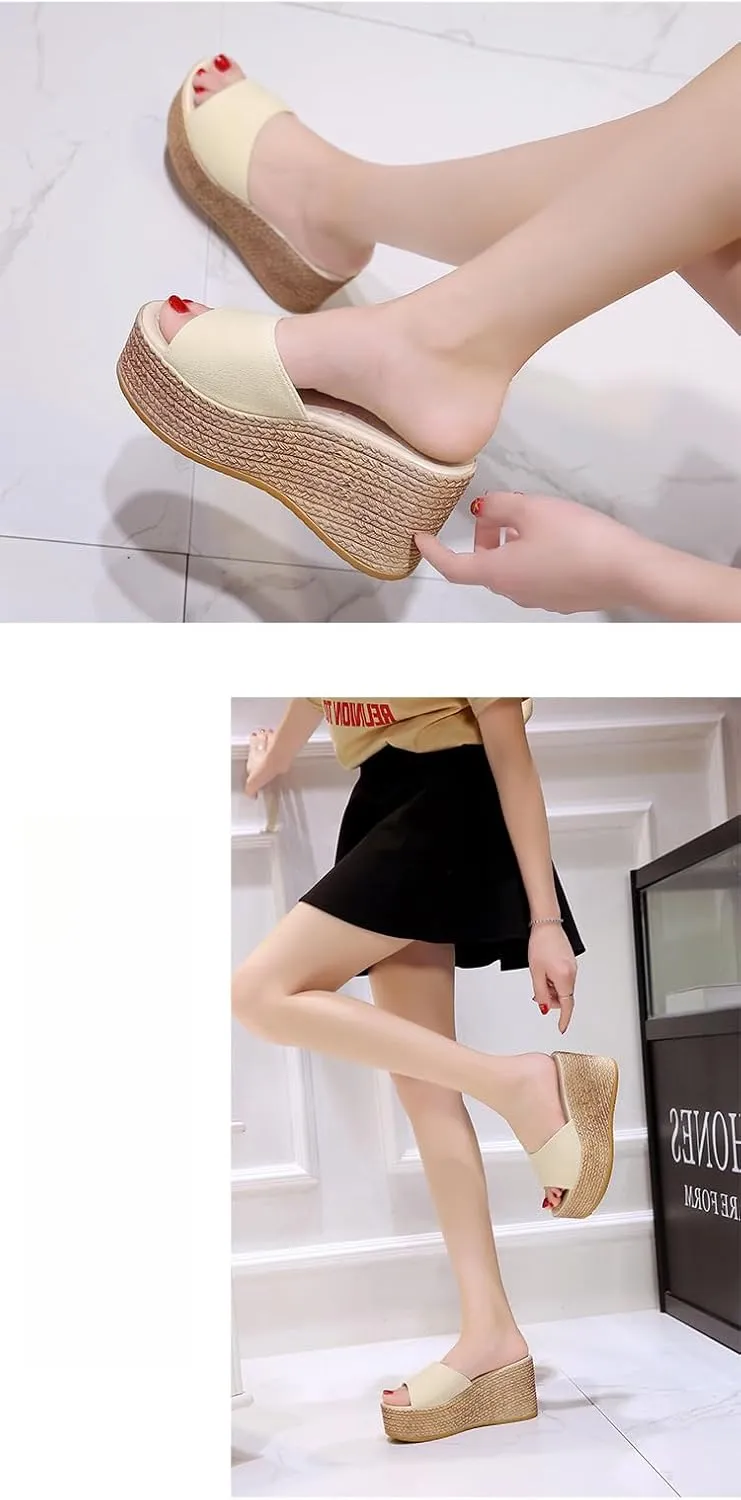 Espadrilles Wedges for Women Mules Comfortable Slides Platform Chunky High Heels Cute Y2K Fashion Dressy Casual Sandals Spring Summer Fall Outdoors Travel Streetwear Parties Cruise Beach Holiday