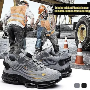 Evontura Steel Toe Shoes Power Trainers, Men's Steel Toe Safety Work Shoes, Comfortable Lightweight Puncture Proof Slip on Indestructible Sneakers, Smash Stab Resistant Air Cushion Shoes (Black,10.5)