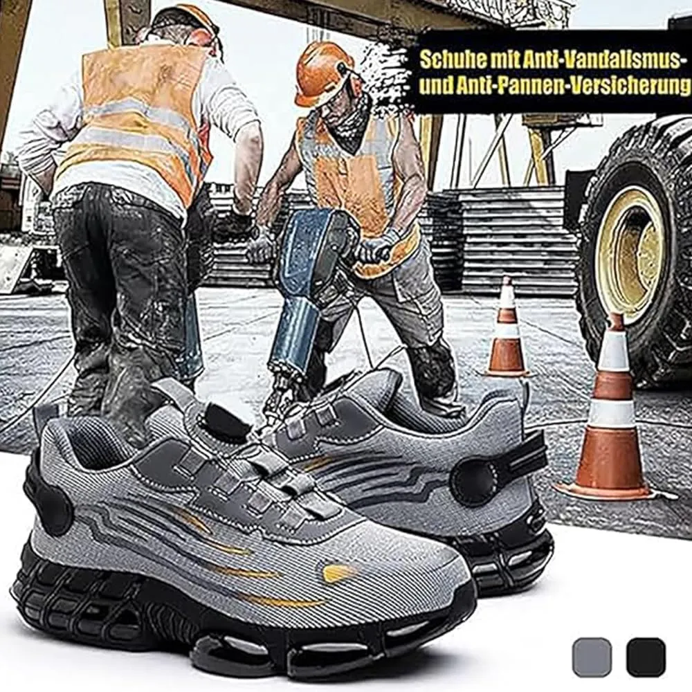 Evontura Steel Toe Shoes Power Trainers, Men's Steel Toe Safety Work Shoes, Comfortable Lightweight Puncture Proof Slip on Indestructible Sneakers, Smash Stab Resistant Air Cushion Shoes (Black,10.5)
