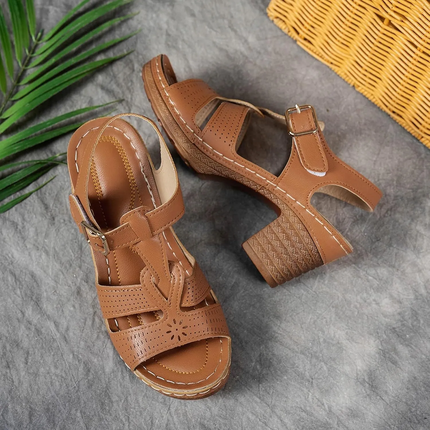 Fashion Strappy Heels for Women Sandals Comfortable Dressy Chunky Block Heel Open Toe Ankle Strap Slip On Mules Slingback Sandals for Women Prom Wedding Heels Boho Beach Sandals