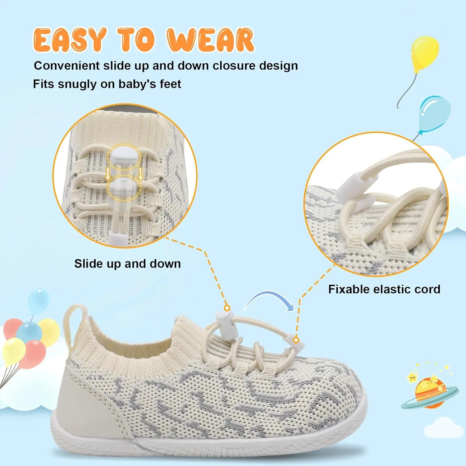 FEETCITY Baby Shoes Boys Girls First Walking Shoes Infant Sneakers Crib Shoes Breathable Lightweight Slip On Shoes