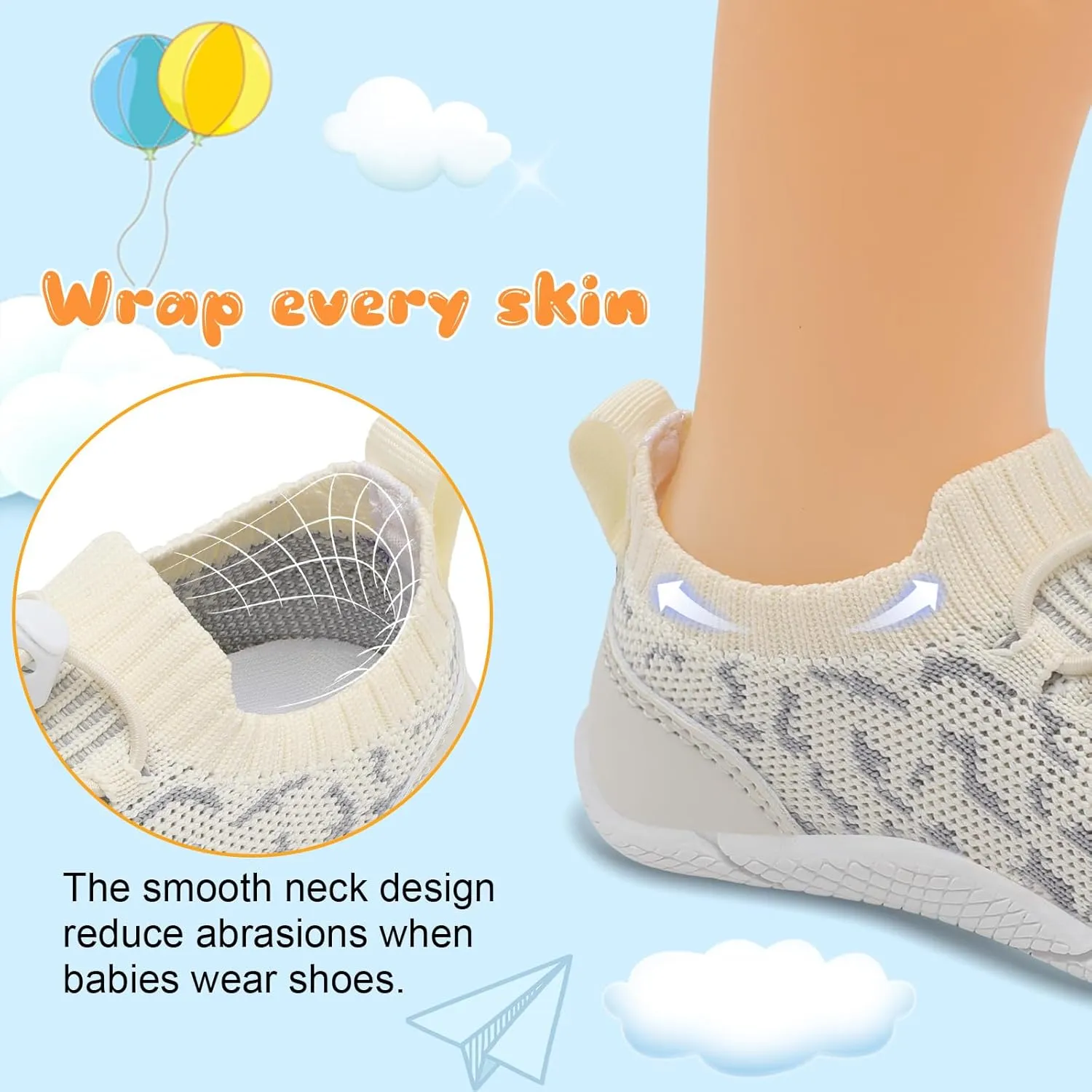 FEETCITY Baby Shoes Boys Girls First Walking Shoes Infant Sneakers Crib Shoes Breathable Lightweight Slip On Shoes