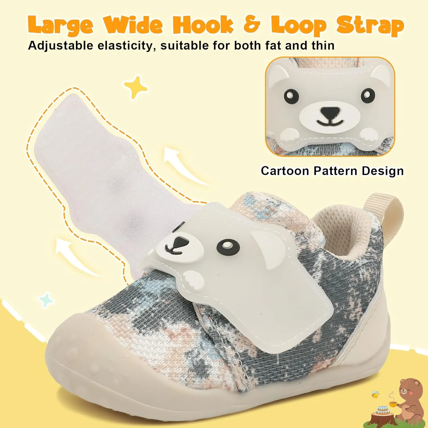 FEETCITY Baby Walking Shoes Wide Baby Shoes Boys Girls Infant Sneakers Crib Shoes Breathable Toddler Barefoot Shoes Slip On Shoes