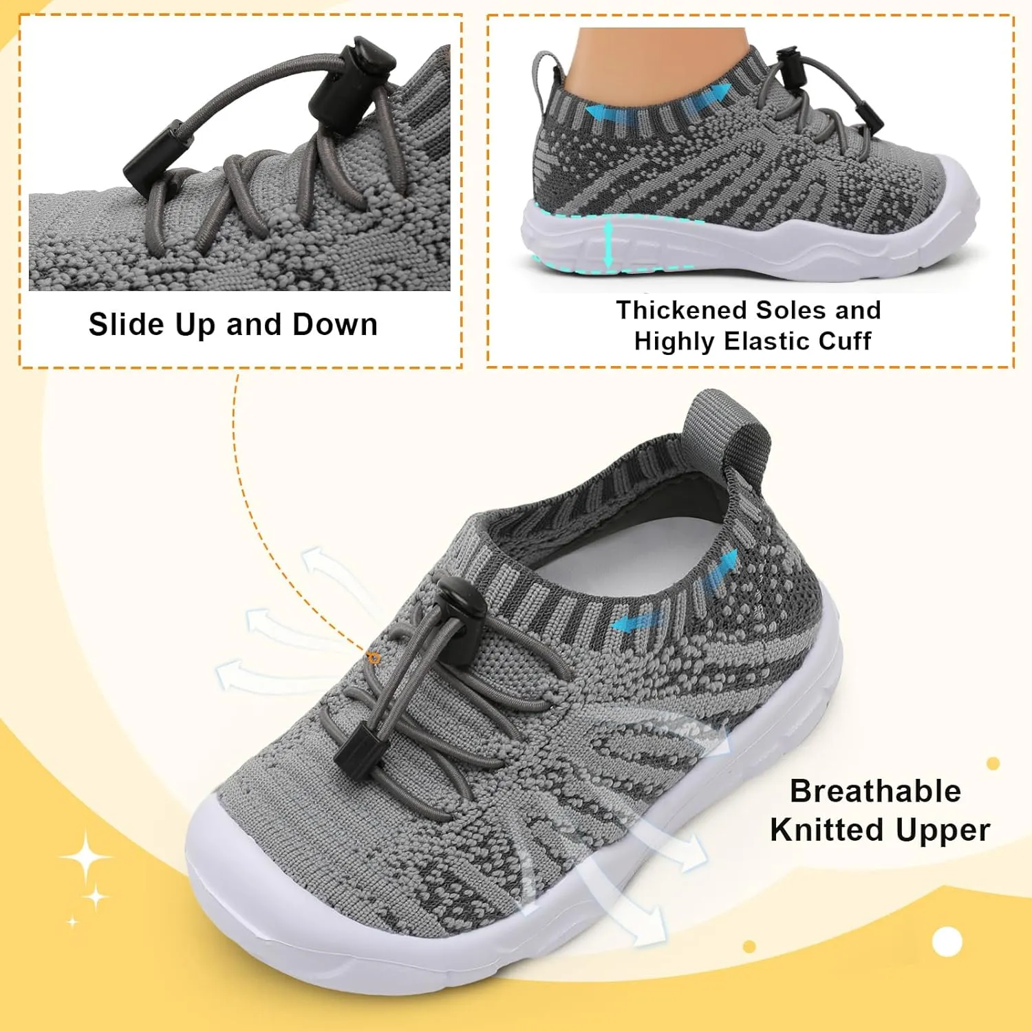 FEETCITY Toddler Slip On Shoes Boys Girls Wide Toddler Tennis Shoes Sports Walking Sneakers