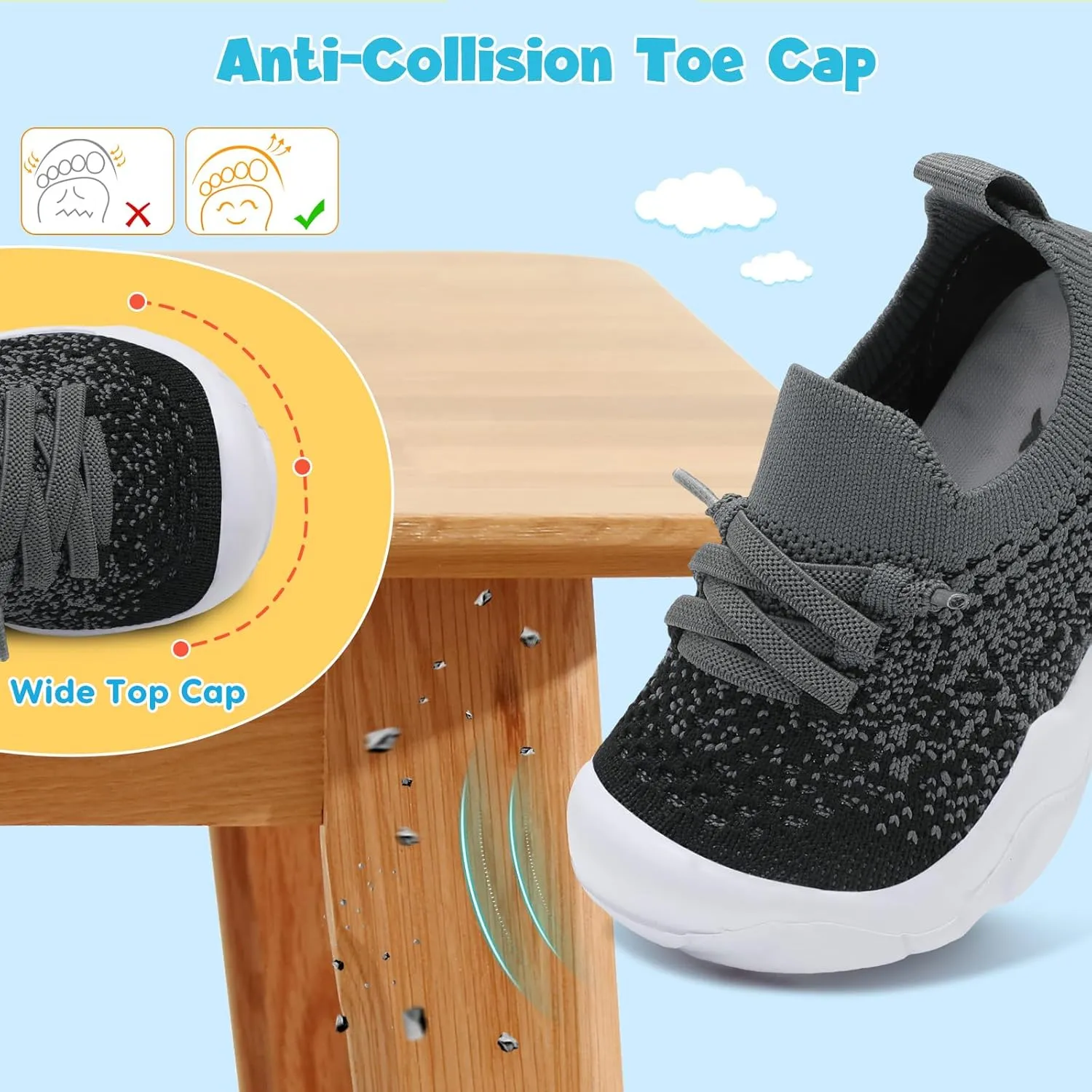 FEETCITY Toddler Sneakers Toddler Walking Shoes Boys Girls Toddler Tennis Shoes Lightweight Brethable Kids Slip On Shoes