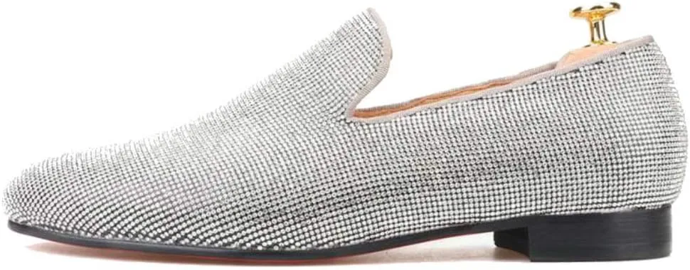 FERUCCI Men Slippers Loafers Flat with Crystal GZ Rhinestone