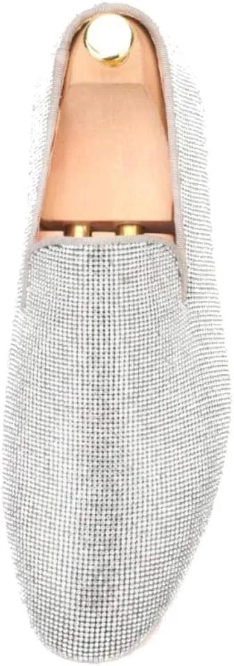 FERUCCI Men Slippers Loafers Flat with Crystal GZ Rhinestone