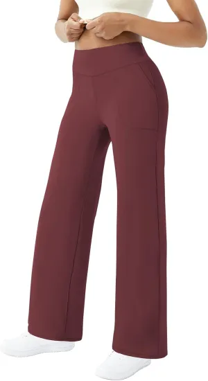 FireSwan Wide Leg Yoga Pants Women Stretch Dress Lounge Pants with Pockets High Waisted Loose Casual Trousers
