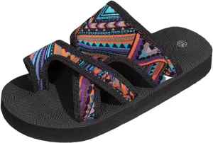 Flat Sandals for Women 2025 Open Toe Slip On Split Toe Soft Memory Foam Platform Floral Slippers Low Heel Sandal Summer Comfortable Cushion Footbed Casual Slides for Walking Vacation Outdoor Indoor