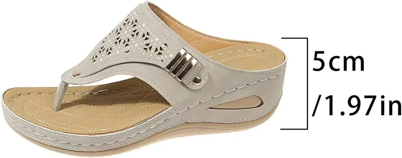 Flip Flops for Women Anti-Slip Platforms Orthotic Wedge Sandal Casual Mesh Hollow Out Sandals Flatform Open Toe Beach Sandals with Arch Support Mat Comfortable Summer Walking Slippers
