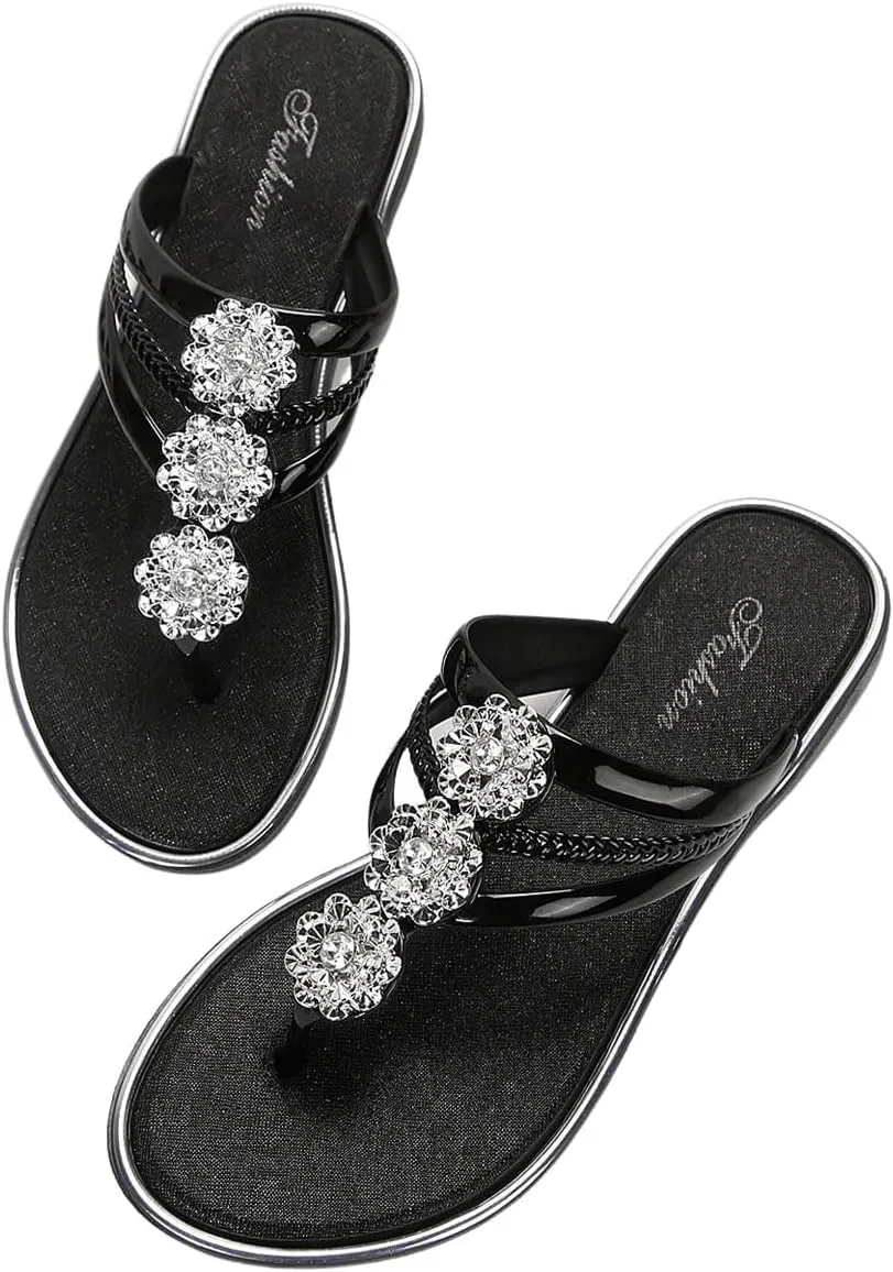 Floerns Women's Flat Sandals Flip Flop Sandals Summer Slip on Dressy Thong Sandal