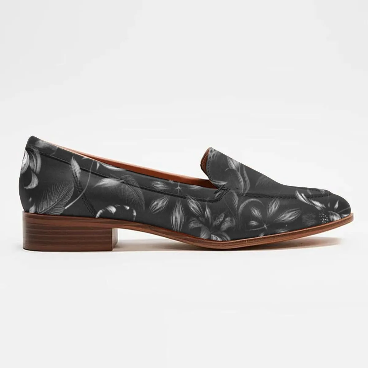 FOWT Women's Wide Width Loafer Shoes Slip On Low Block Stripped Heel Flats Pointed Toe Loafer Comfort Driving Office Loafer Shoes Size 4-16 US