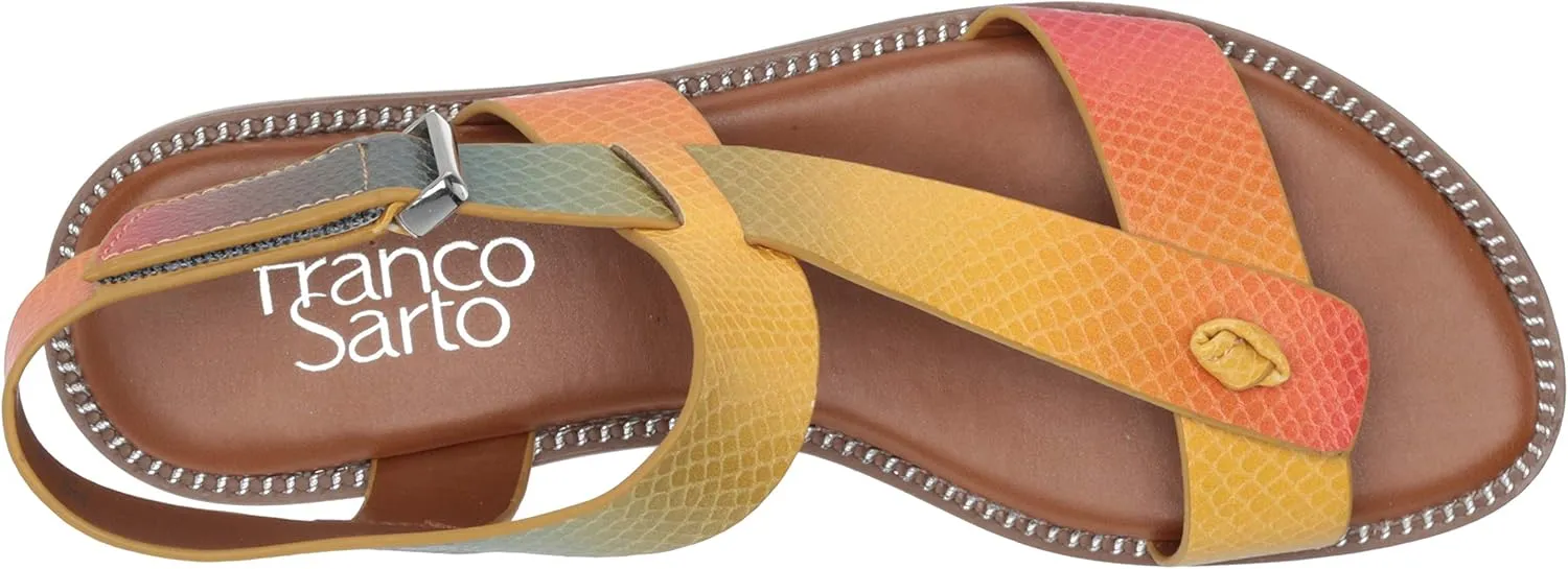 Franco Sarto Womens Glenni Ankle Strap Flat Sandals