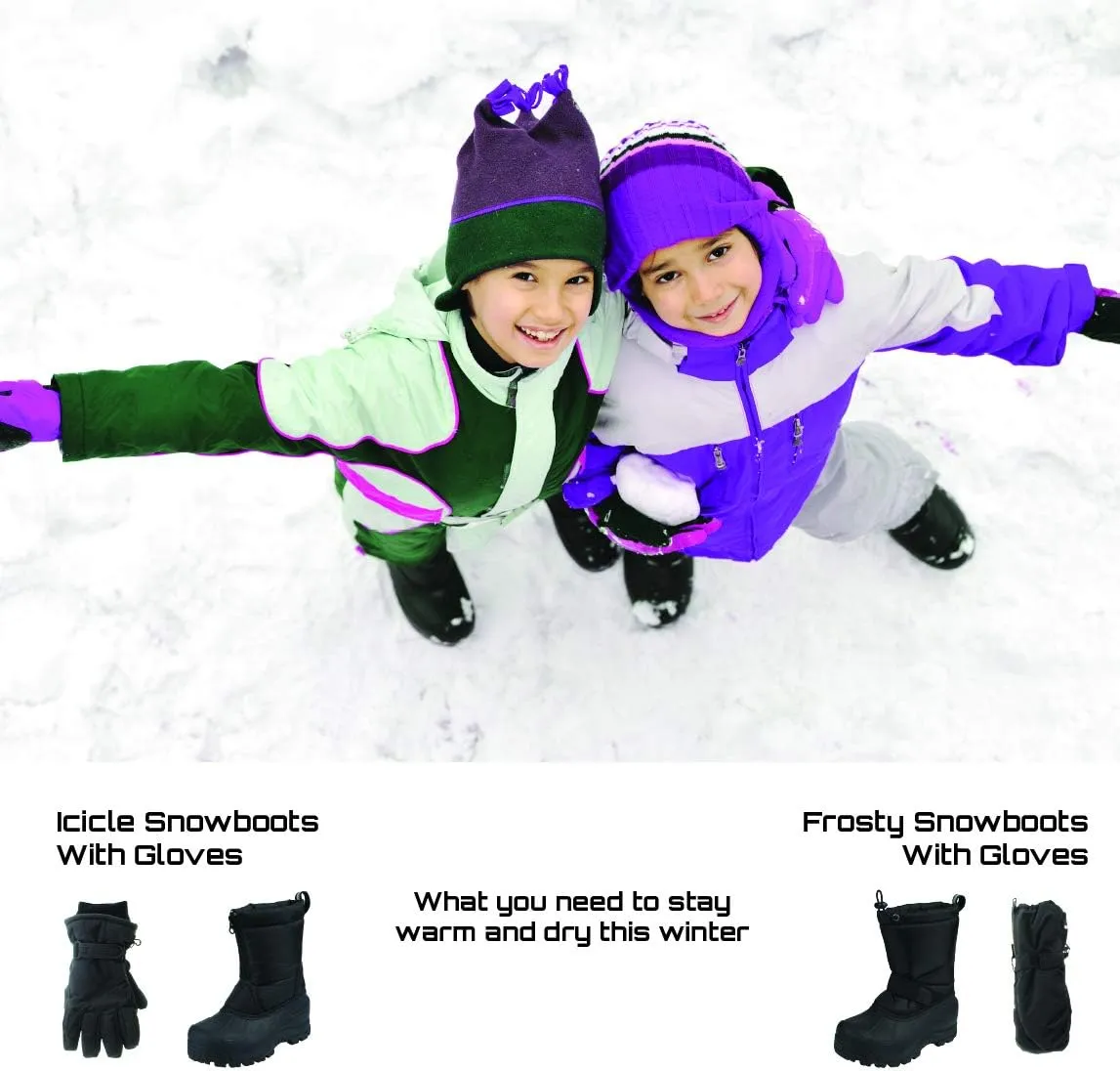 Frosty Kids Winter Snow Boots & Gloves Combo for Girls & Boys