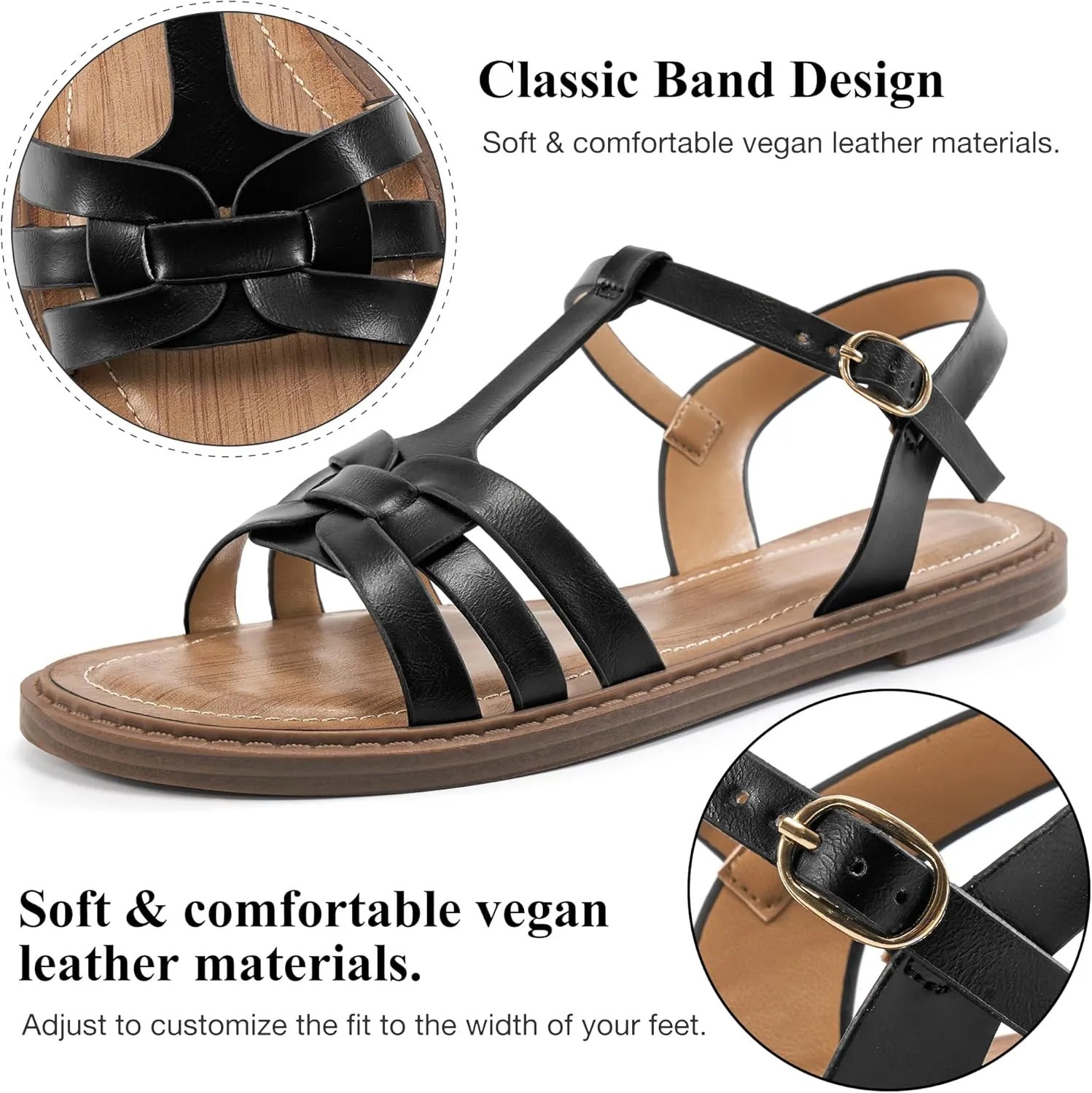FUDYNMALC Women's Flat Sandals Dressy: Summer Gladiator Dress Sandals 2025 Comfortable Slip On Walking Beach Footwear Slingback