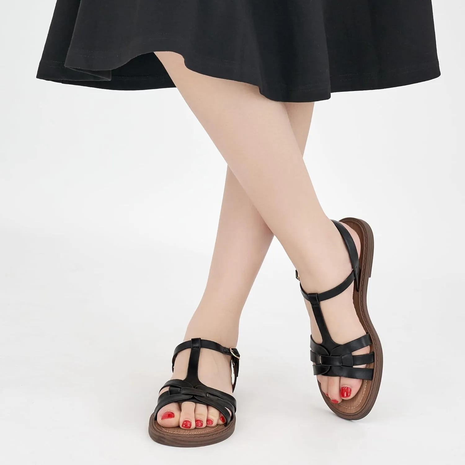 FUDYNMALC Women's Flat Sandals Dressy: Summer Gladiator Dress Sandals 2025 Comfortable Slip On Walking Beach Footwear Slingback