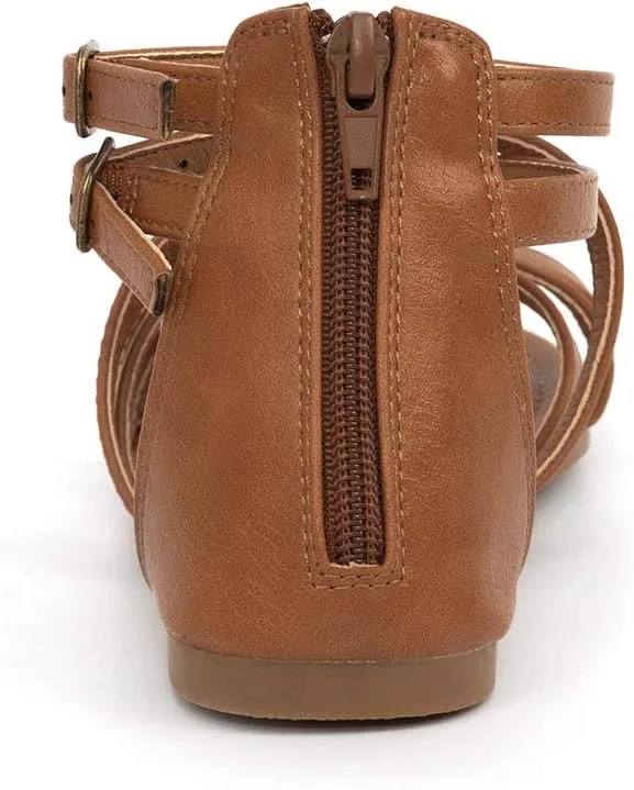 FUNKYMONKEY Girls Gladiator Strap Sandals Flat Fisherman Thong Cross Strappy Sandals