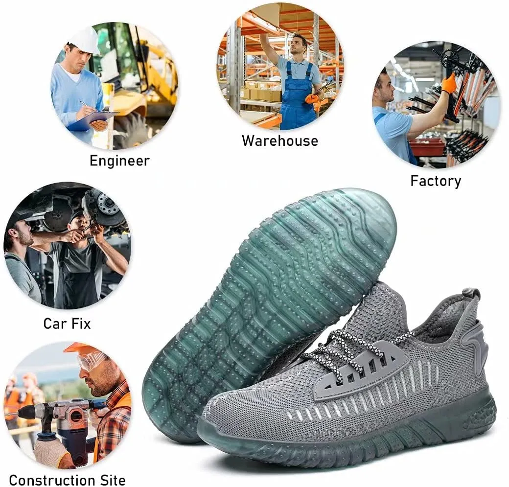 Furuian Steel Toe Shoes for Men Comfortable Safety Shoes Non Slip Steel Toe Sneakers Warehouse Industry Contstruction Mens Work Shoes