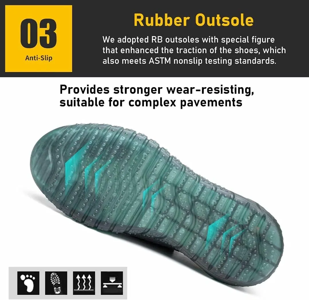 Furuian Steel Toe Shoes for Men Comfortable Safety Shoes Non Slip Steel Toe Sneakers Warehouse Industry Contstruction Mens Work Shoes