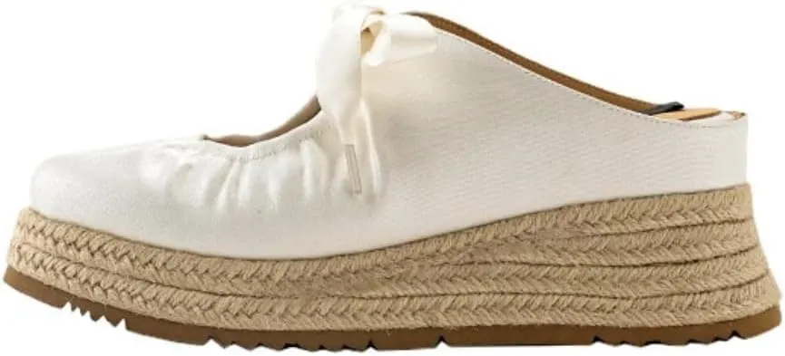 Geerta Mary Jane Espadrilles for Women Breathable Platform Flat Bow Slip on Woven Rattan Raffia Sandals Closed Toe Ladies Alpargatas Para Mujer Comfortable Walking Summer Vacation Beach Travel Causal