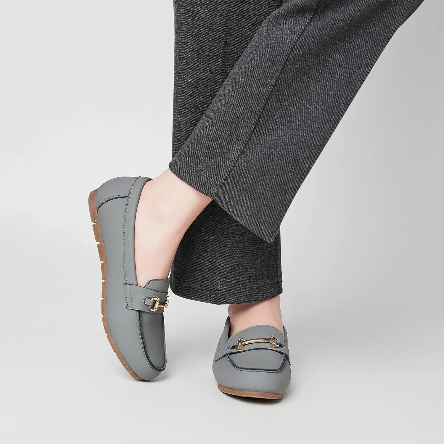 Genuine Leather Loafers for Women Driving Moccasins Business Casual Work Shoes Comfortable & Lightweight Womens Dress Flats Slip On Shoes