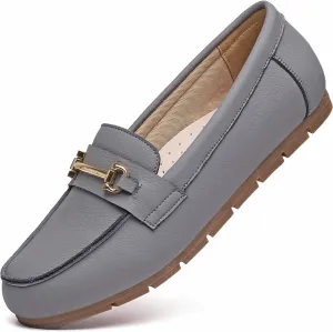 Genuine Leather Loafers for Women Driving Moccasins Business Casual Work Shoes Comfortable & Lightweight Womens Dress Flats Slip On Shoes