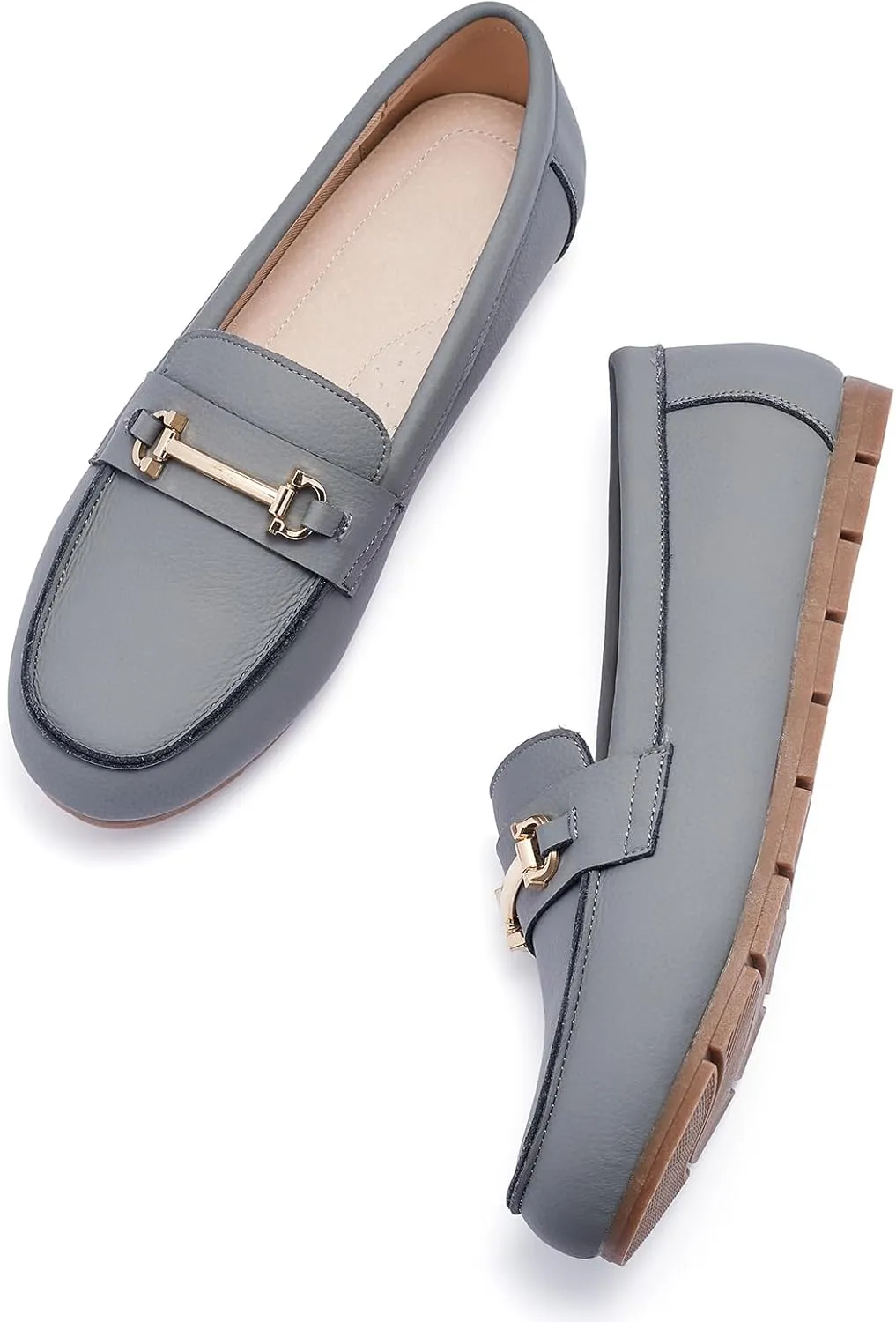Genuine Leather Loafers for Women Driving Moccasins Business Casual Work Shoes Comfortable & Lightweight Womens Dress Flats Slip On Shoes