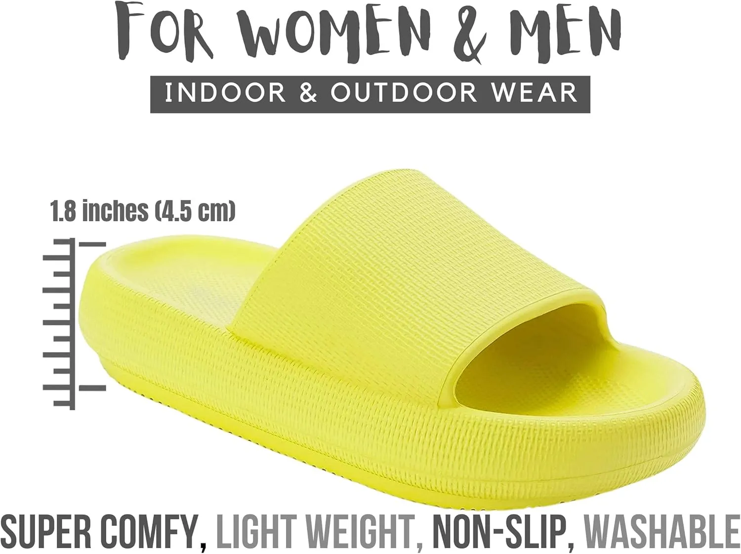Genuine Pillow Slippers for Women and Men | House Slides Shower Sandals | Extremely Comfy | Cushioned Thick Sole | Cloud Slides | Lightweight Non-Slip Easy to Clean