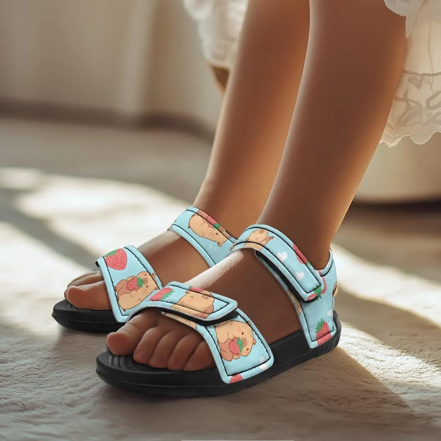 Girls Capybara Sandals Fashion Athletic Summer Sport Sandals Adjustable for Kids Toddler Cute Beach Water Shoes
