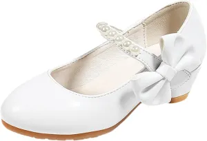 Girls Dress Mary Jane Flat Princess Wedding Party Peals Child Little/Big Kids School Low Heel Ballet Shoes