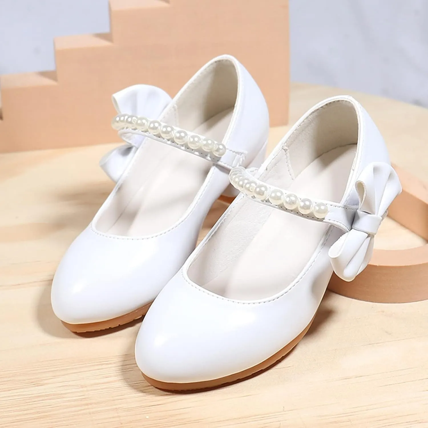 Girls Dress Mary Jane Flat Princess Wedding Party Peals Child Little/Big Kids School Low Heel Ballet Shoes