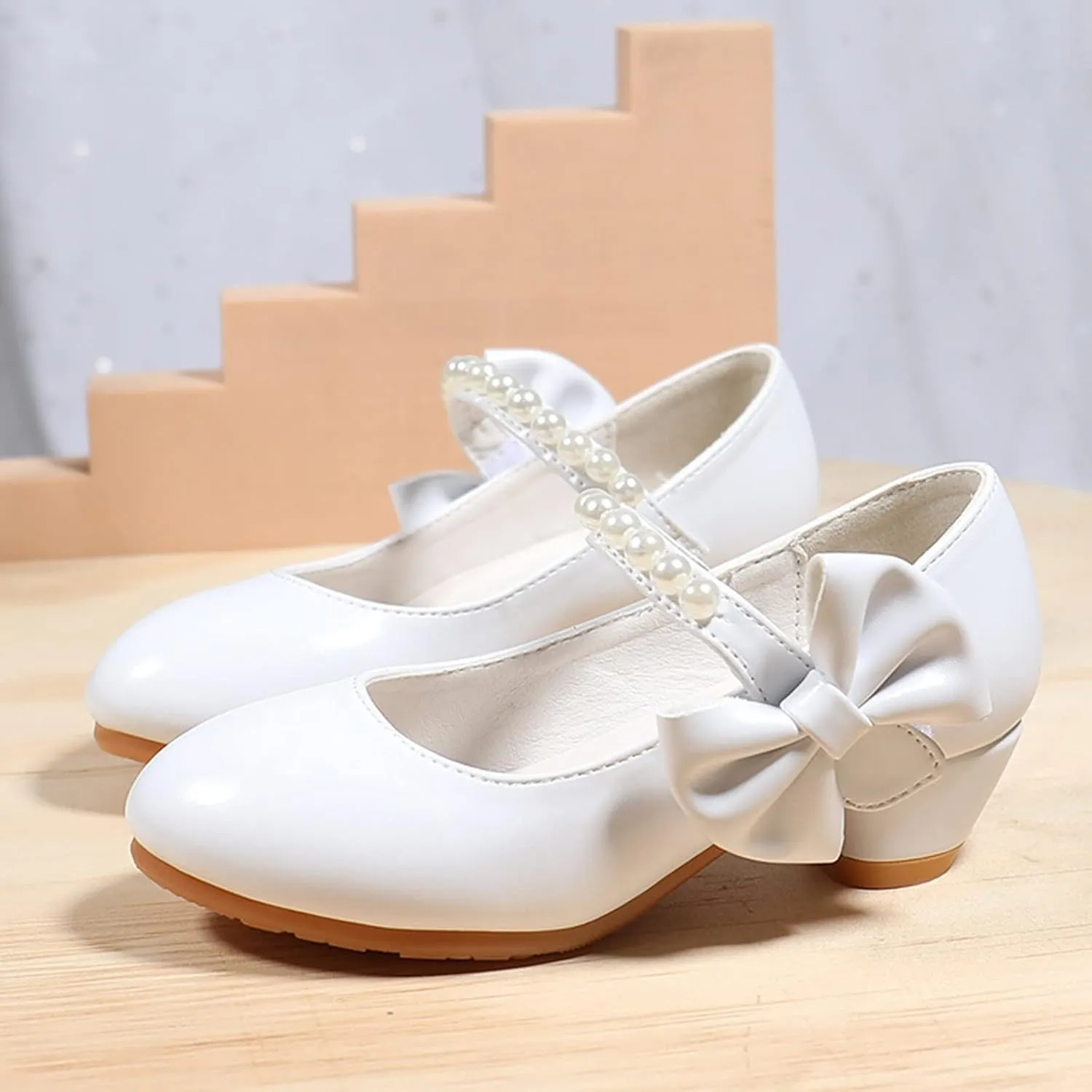 Girls Dress Mary Jane Flat Princess Wedding Party Peals Child Little/Big Kids School Low Heel Ballet Shoes