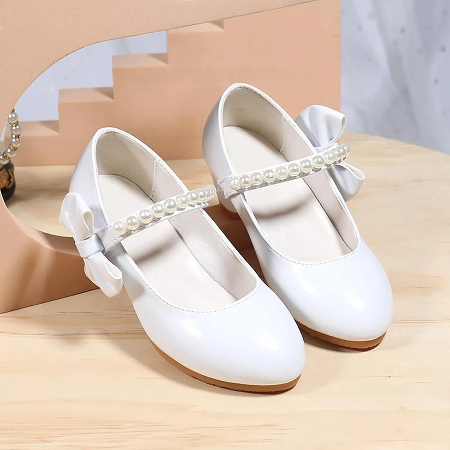 Girls Dress Mary Jane Flat Princess Wedding Party Peals Child Little/Big Kids School Low Heel Ballet Shoes