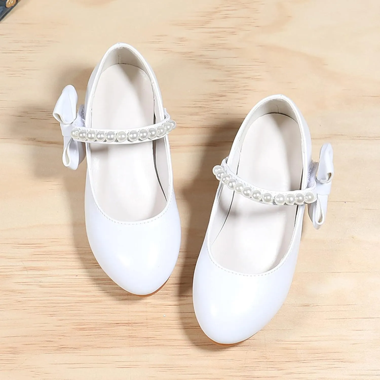 Girls Dress Mary Jane Flat Princess Wedding Party Peals Child Little/Big Kids School Low Heel Ballet Shoes