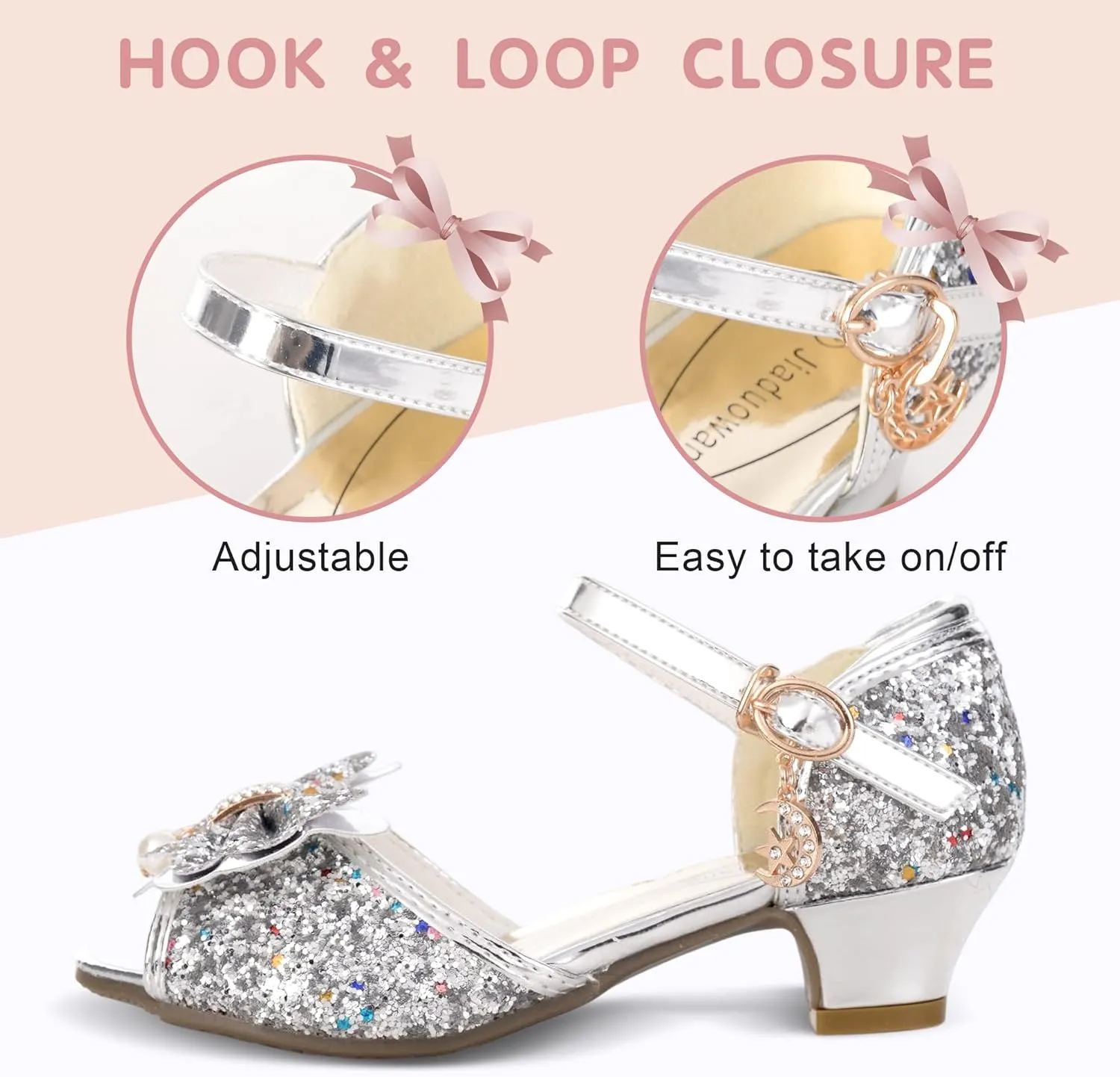Girls Dress Shoes Mary Jane Shoes for Girls with Low Heel, Princess Flower Ballet Flats for Wedding School Party