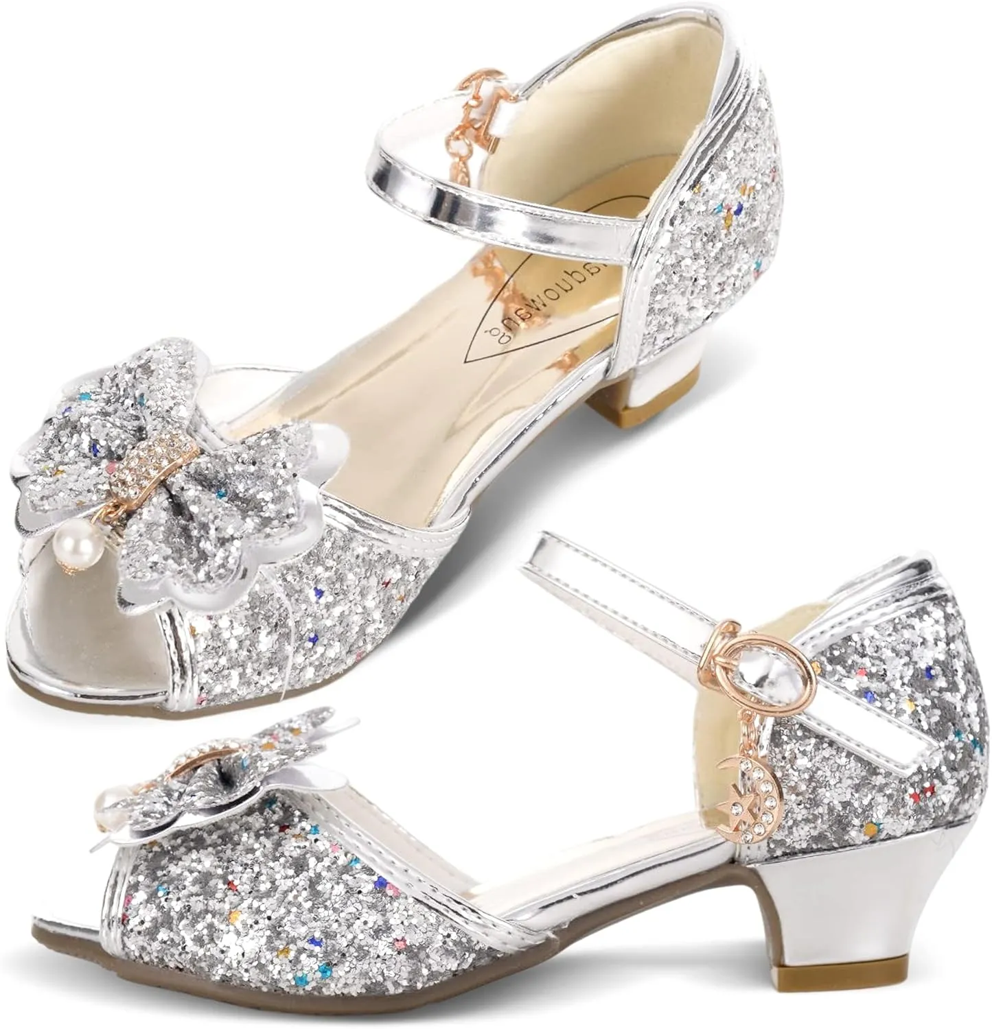 Girls Dress Shoes Mary Jane Shoes for Girls with Low Heel, Princess Flower Ballet Flats for Wedding School Party