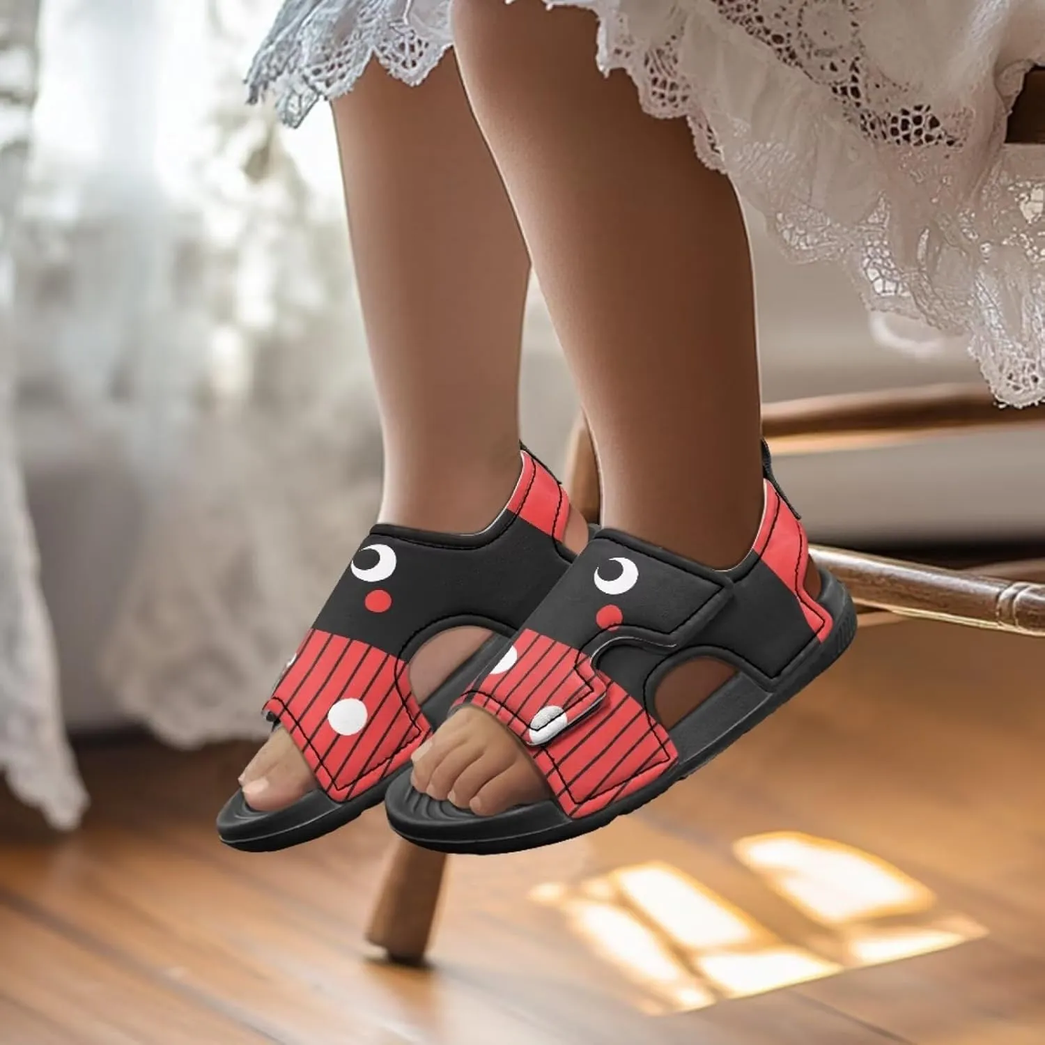 Girls Ladybug Sandals Kids Toddler Summer Hiking Water Shoes Open Toe Athletic Outdoor Sport Sandals