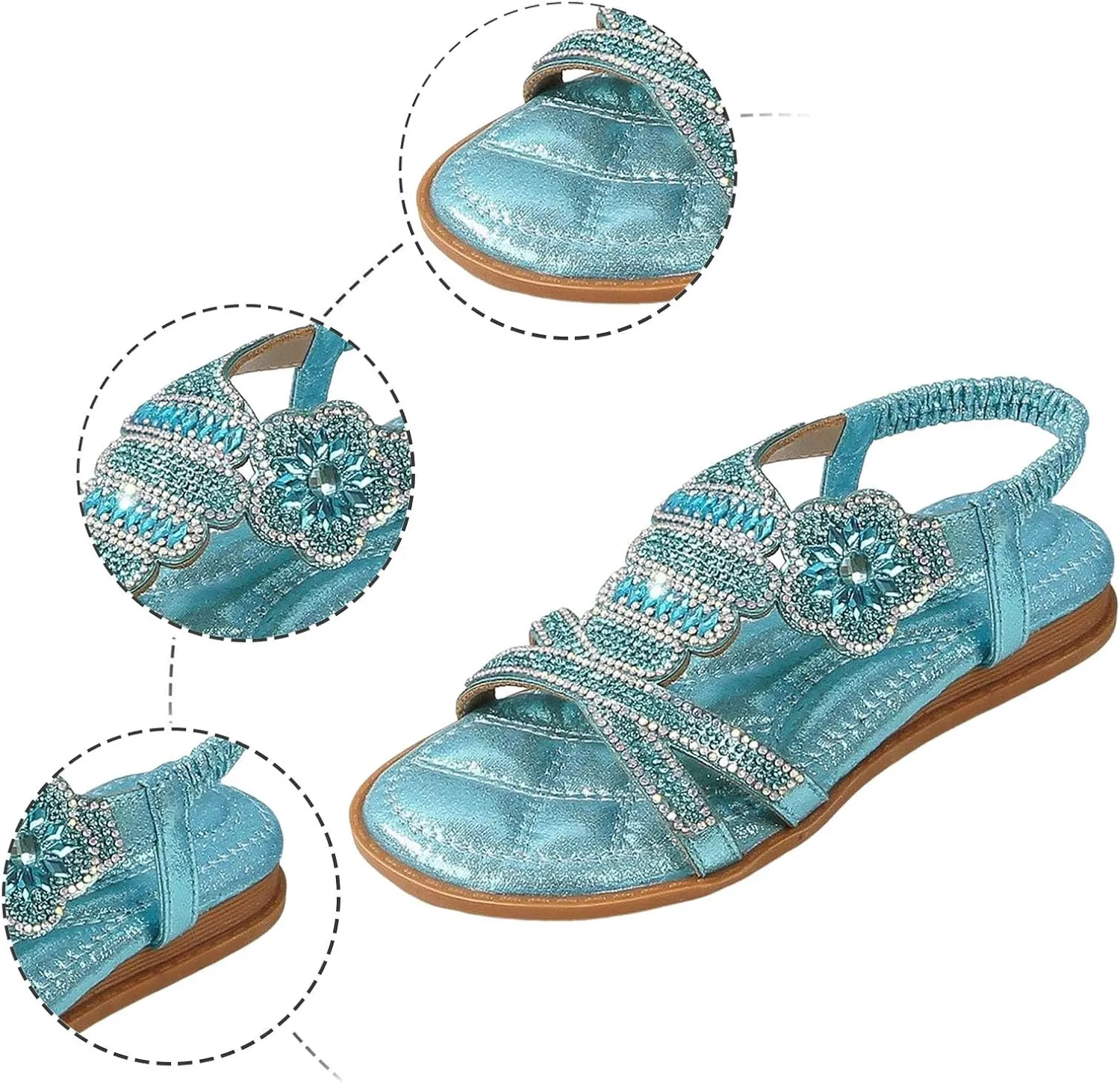 Girls Sandals Flats Shoes Dressy Summer Flat Sandals for Girl Open Toe - Bohemian Elastic Ankle Strap Sandal Casual Beach Walking Shoes