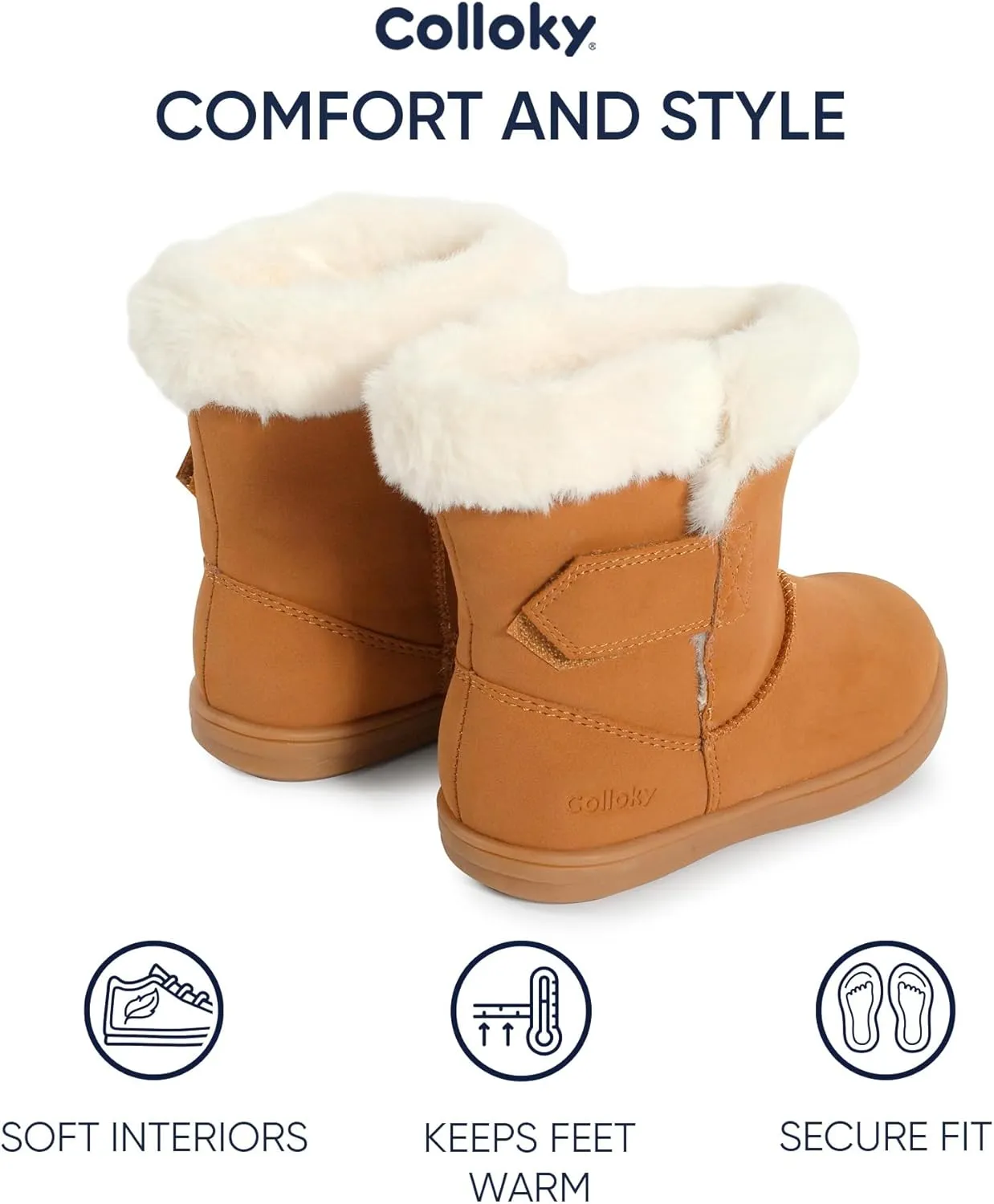 Girls Winter Boots – Faux Fur Lining, Durable Eco-Leather, Easy Hook-and-Loop Closure, Stylish and Warm for Toddlers