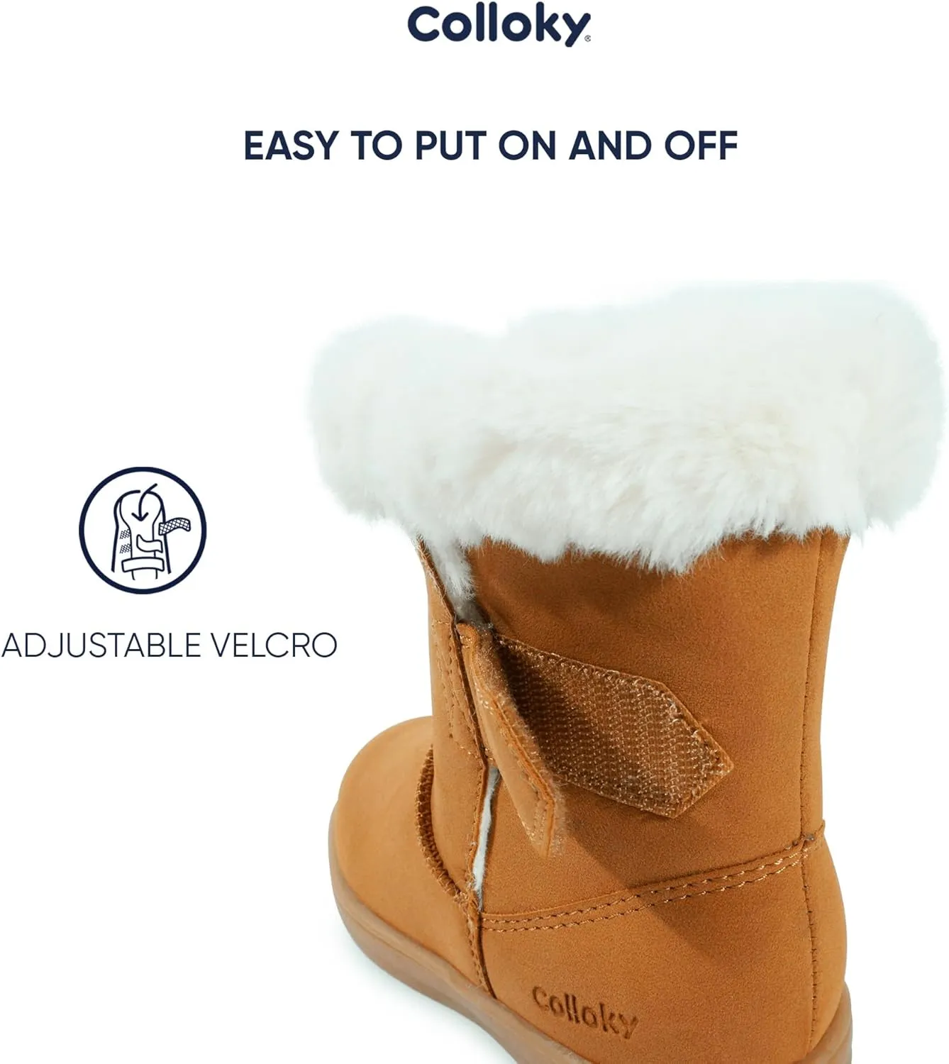Girls Winter Boots – Faux Fur Lining, Durable Eco-Leather, Easy Hook-and-Loop Closure, Stylish and Warm for Toddlers