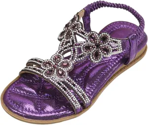 Glitter Sandals Girls Ankle Strap T-Strap 𝐋𝐨𝐰 Heel Pearl Bow Flower Pump Dress Wedding Shoes for Little Kid/Big Kid
