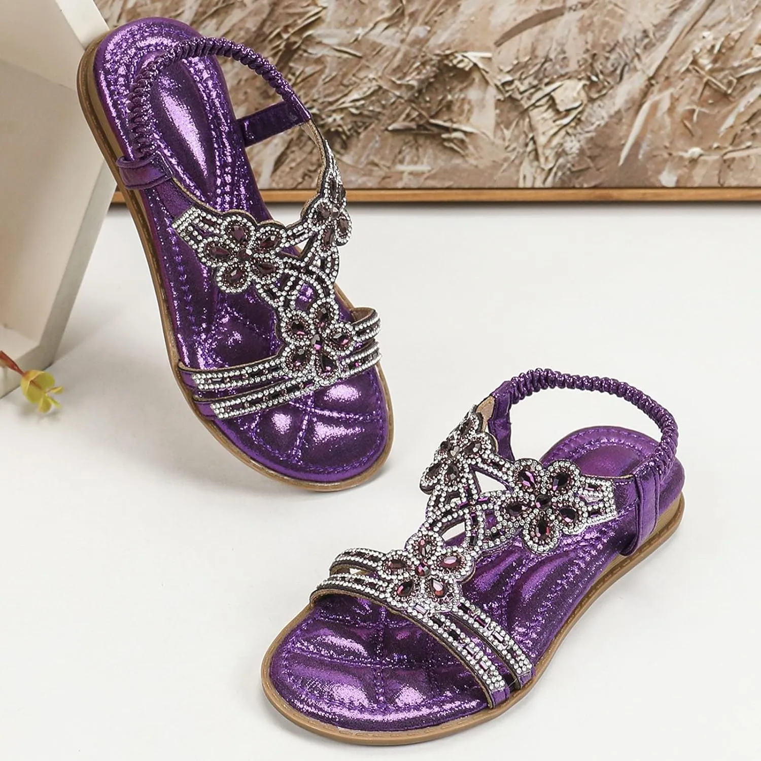 Glitter Sandals Girls Ankle Strap T-Strap 𝐋𝐨𝐰 Heel Pearl Bow Flower Pump Dress Wedding Shoes for Little Kid/Big Kid
