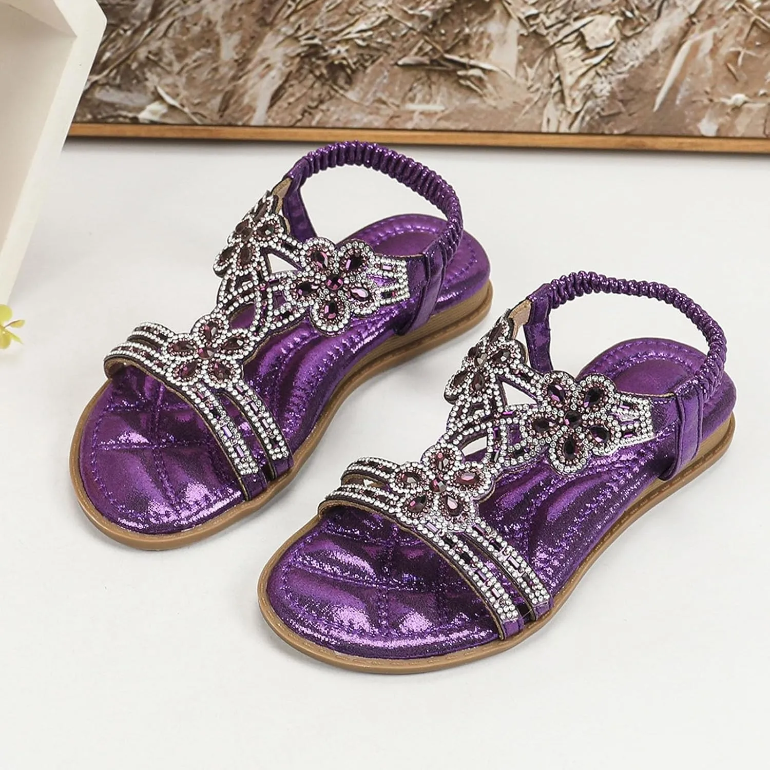 Glitter Sandals Girls Ankle Strap T-Strap 𝐋𝐨𝐰 Heel Pearl Bow Flower Pump Dress Wedding Shoes for Little Kid/Big Kid