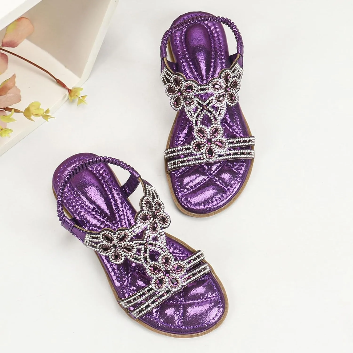 Glitter Sandals Girls Ankle Strap T-Strap 𝐋𝐨𝐰 Heel Pearl Bow Flower Pump Dress Wedding Shoes for Little Kid/Big Kid