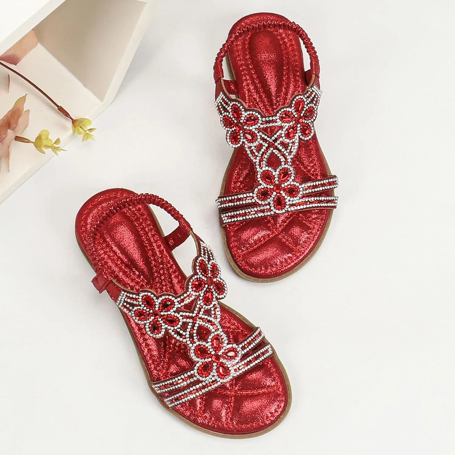 Glitter Sandals Girls Ankle Strap T-Strap 𝐋𝐨𝐰 Heel Pearl Bow Flower Pump Dress Wedding Shoes for Little Kid/Big Kid