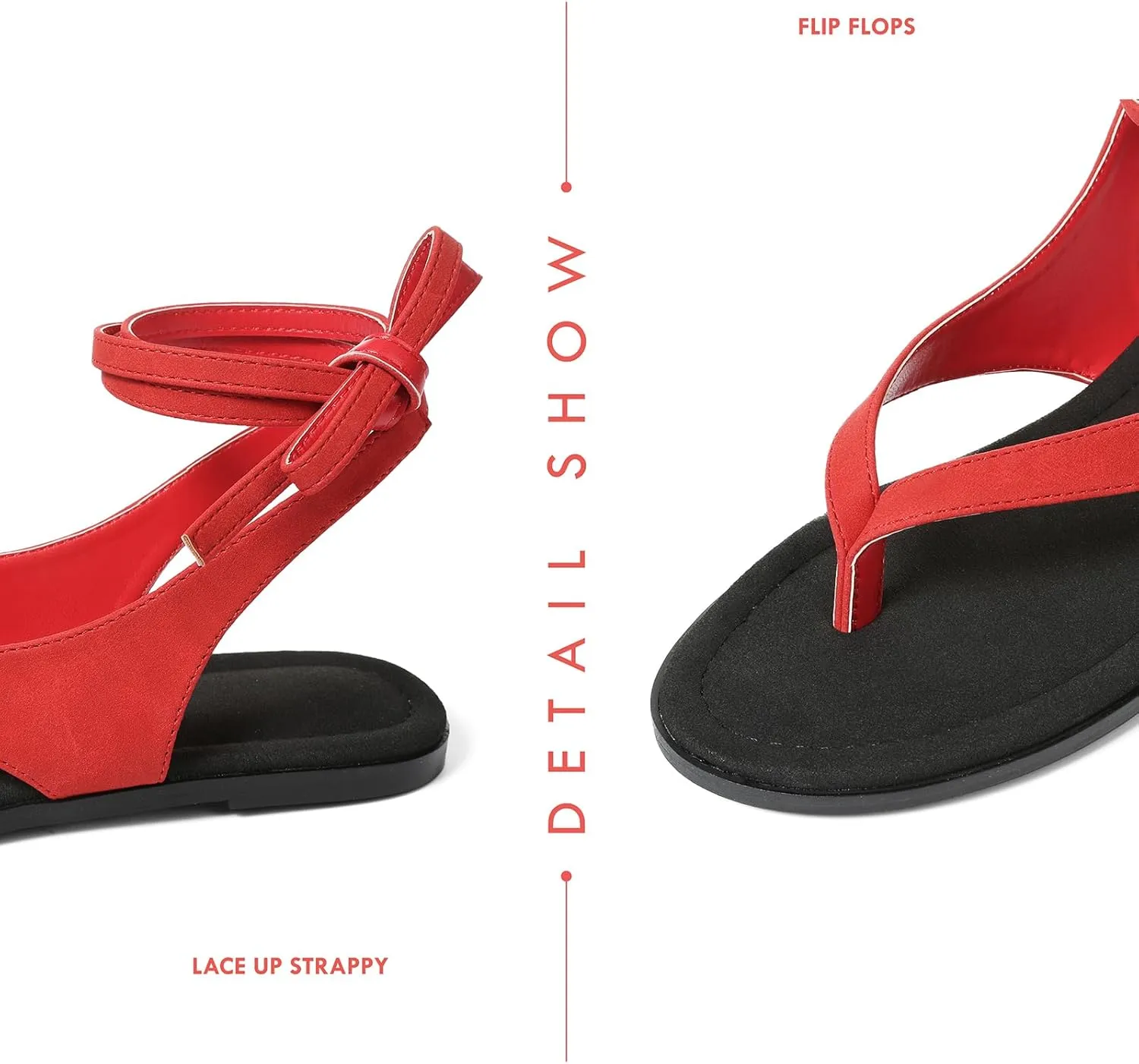Goiphrri Flat Sandals for Women Dressy Comfortable Soft Lace Up Strappy Sandals Round Toe Thong Sandals for Women Flip Flop Sandals Casual Fashion Cute Summer Beach