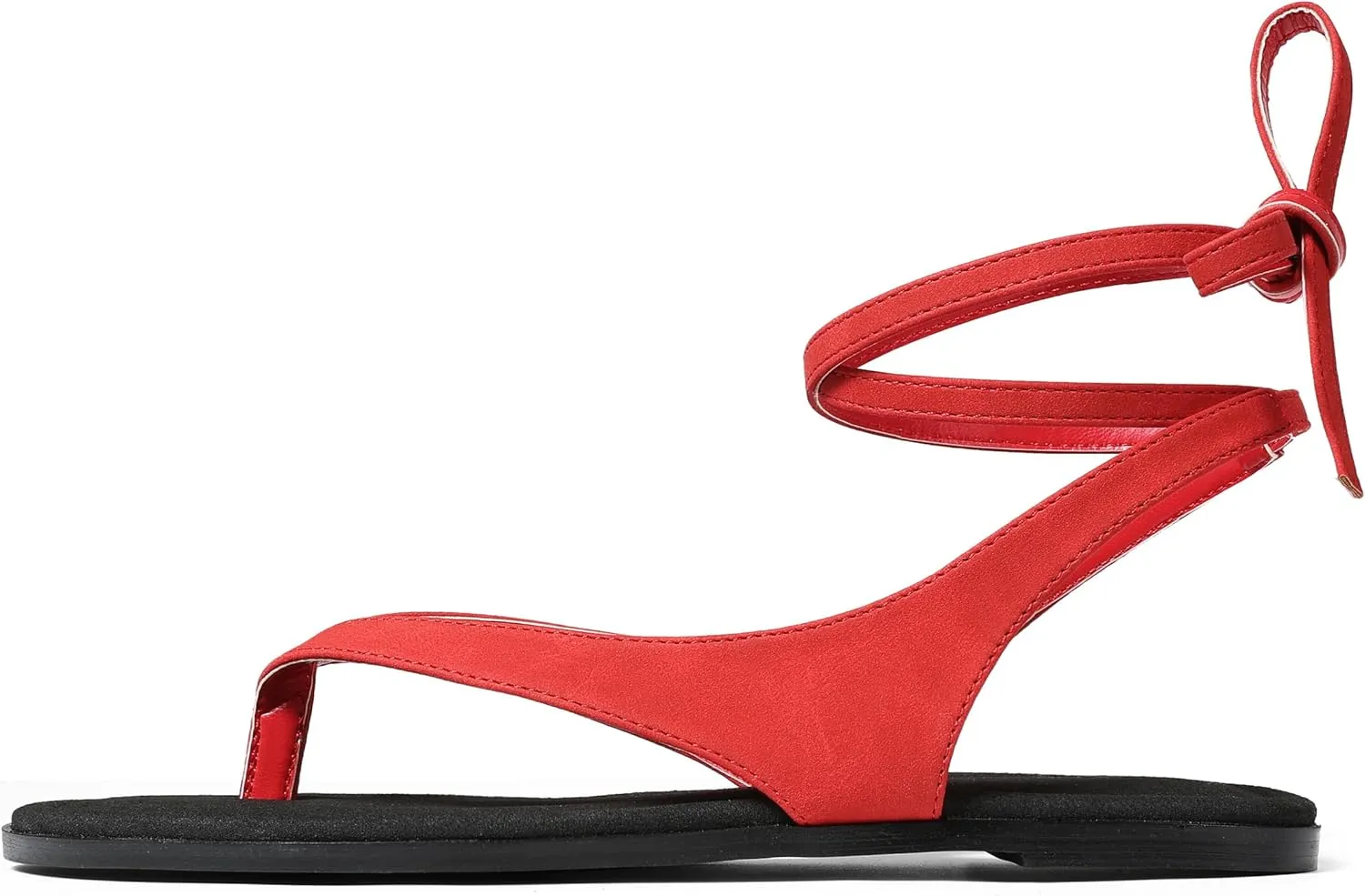 Goiphrri Flat Sandals for Women Dressy Comfortable Soft Lace Up Strappy Sandals Round Toe Thong Sandals for Women Flip Flop Sandals Casual Fashion Cute Summer Beach